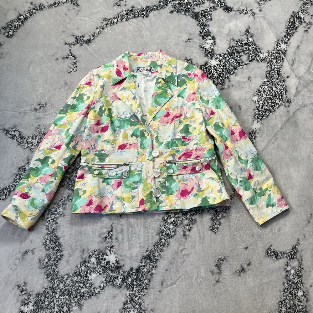 Carlisle floral print blazer jacket Womens Size‎ 16 in a cotton and silk blend